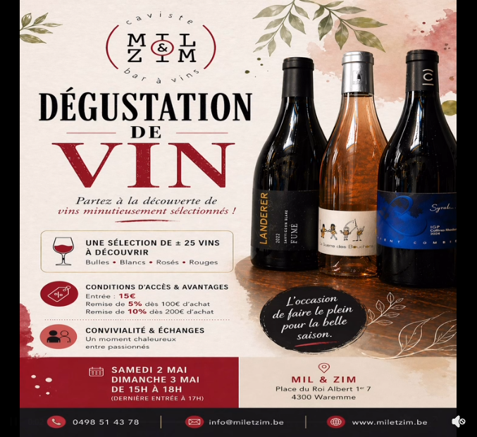 Dégustation de Vins - 2 & 3 Mai 2026